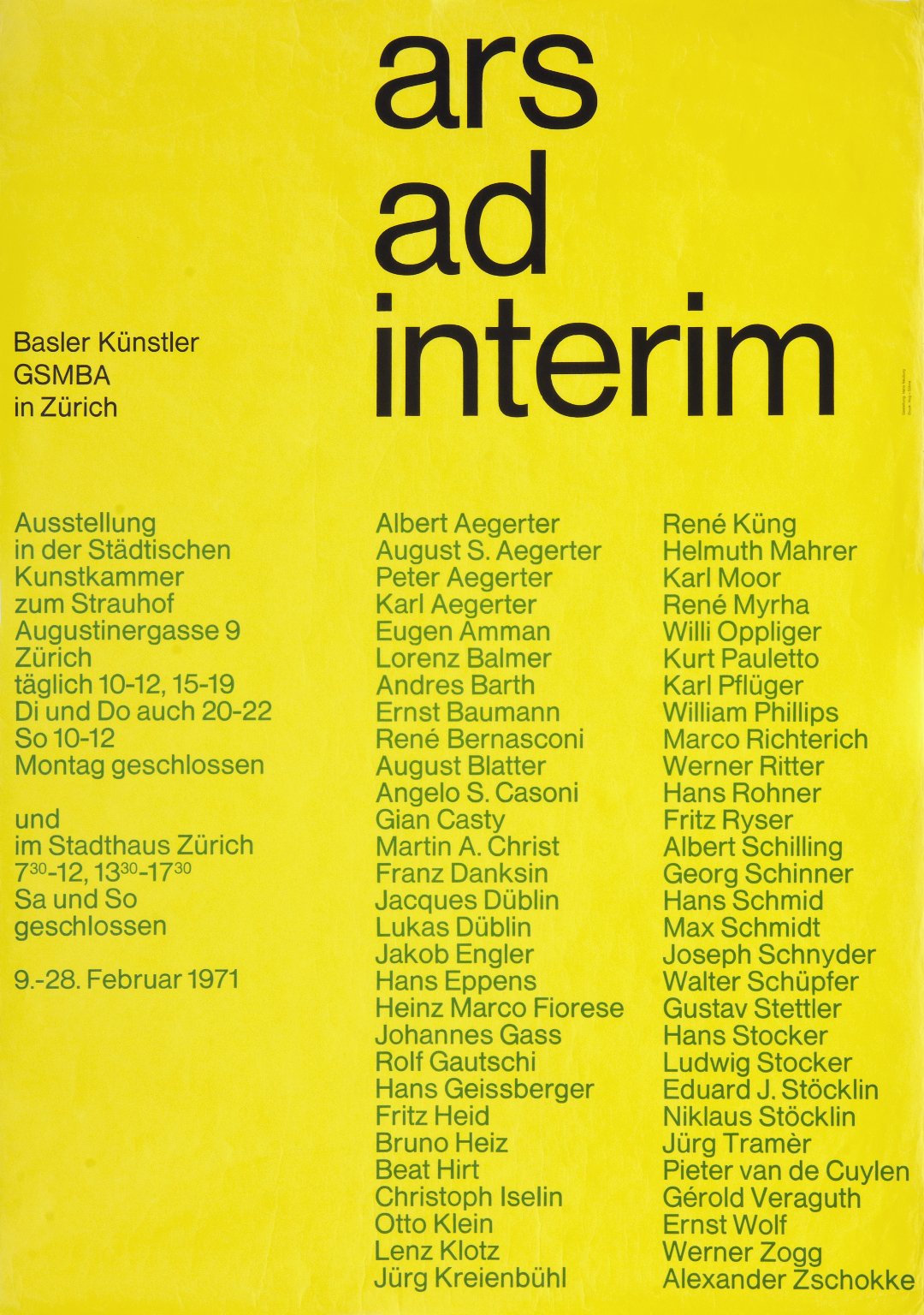 Ars ad interim Basler Künstler in Zürich